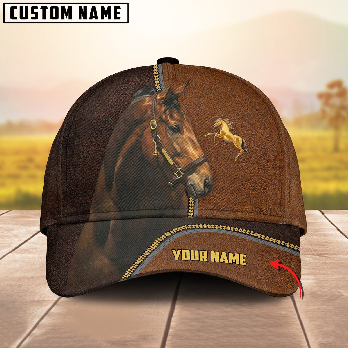 Brown Horse Personalized Name Cap