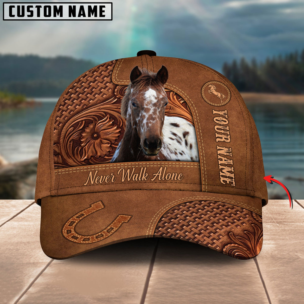 Appaloosa Horse Carving Leather Pattern Custom Name 3D Classic Cap