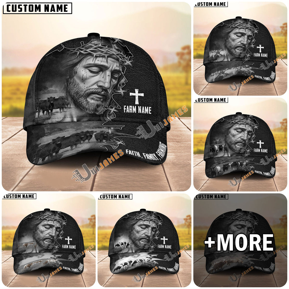Personalized Faith, Family, Farming Jesus And Cow Cap