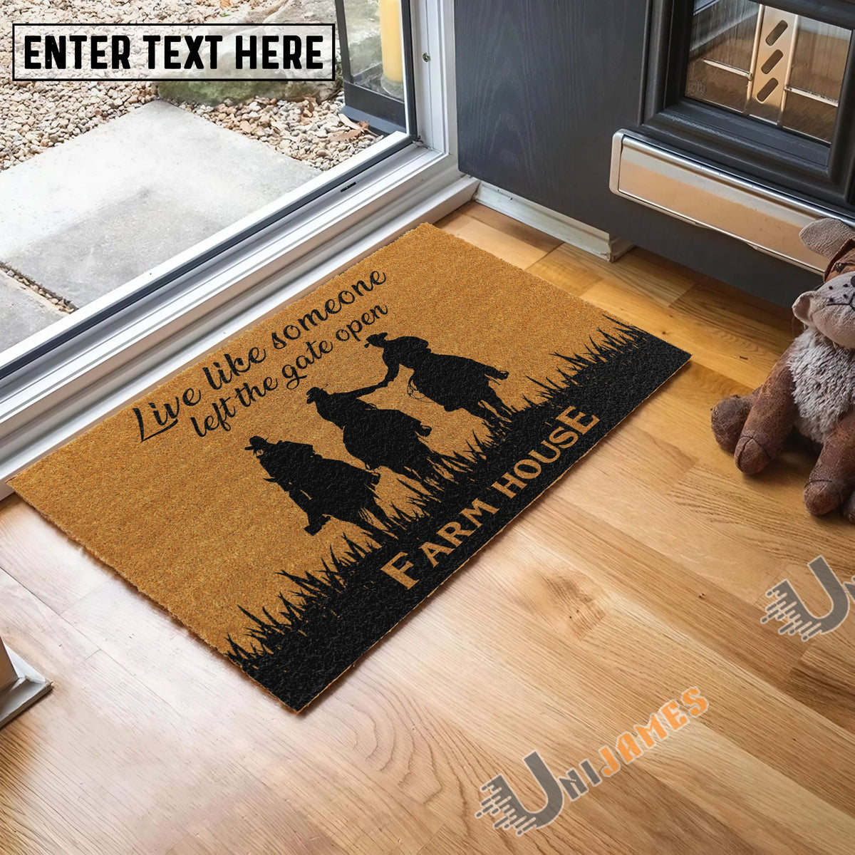 Horse Custom Farm Name Live Like Someone Left The Gate Open Coir Doormat For Rodansan