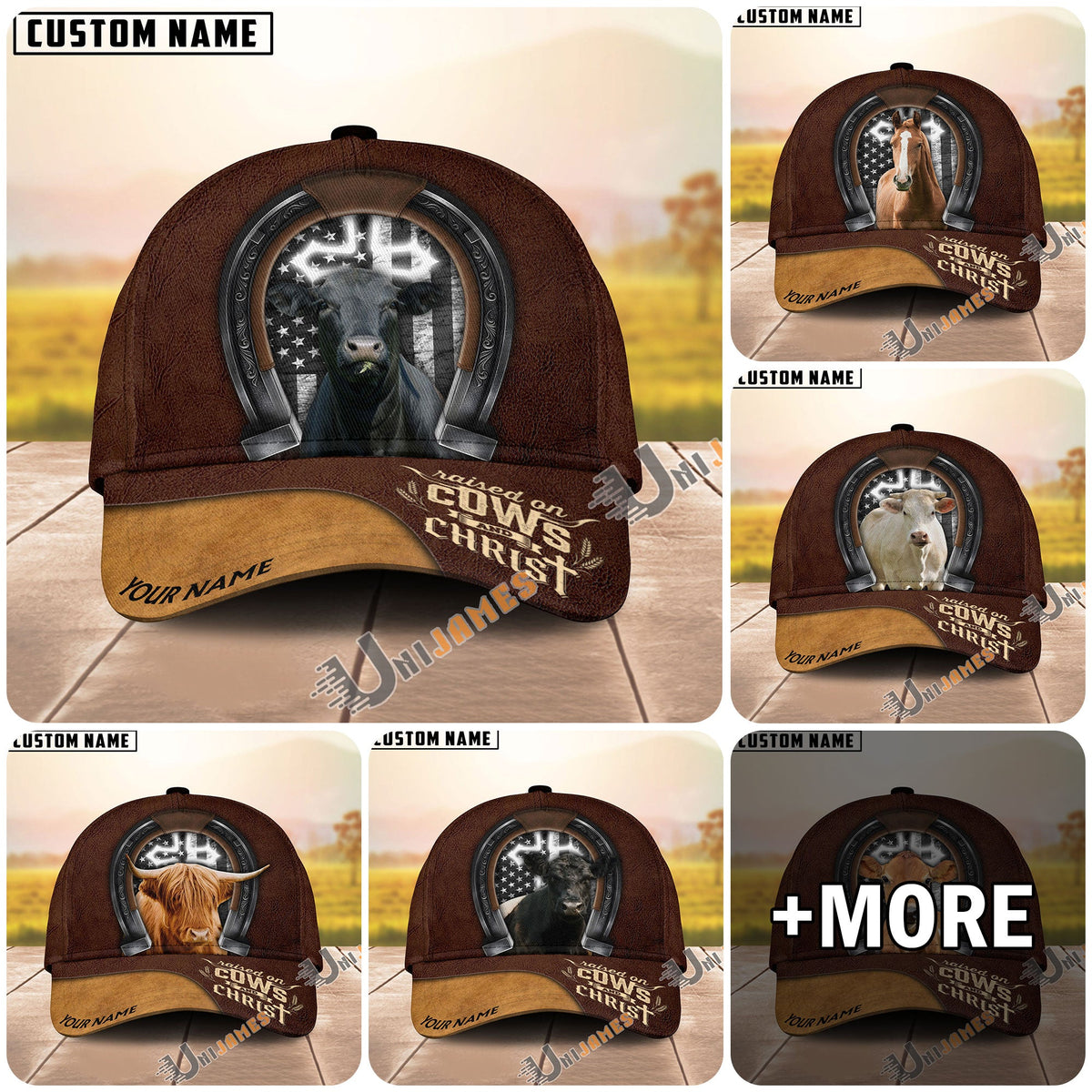 Personalized Raised on Cows & Christ Christian Ranch Cap