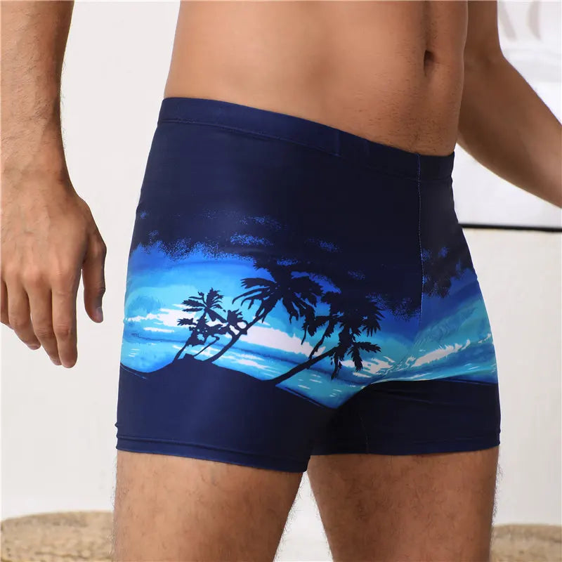 New printed men's swim trunks; extra large size; plus size; anti-embarrassment; quick-drying swim trunks; swim for hot spring va