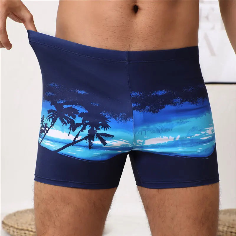 New printed men's swim trunks; extra large size; plus size; anti-embarrassment; quick-drying swim trunks; swim for hot spring va