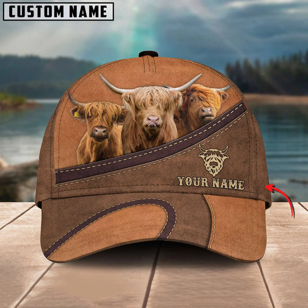 Happiness Highland Personalized Name Brown 3D Classic Cap
