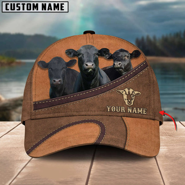 Happiness Black Angus Personalized Name Brown 3D Classic Cap