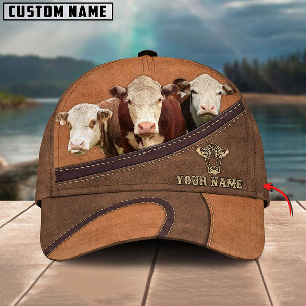 Happiness Hereford Personalized Name Brown 3D Classic Cap