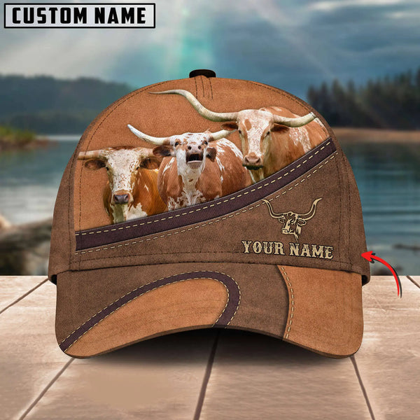 Happiness Texas Longhorn Personalized Name Brown 3D Classic Cap