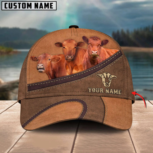 Happiness Red Angus Personalized Name Brown 3D Classic Cap