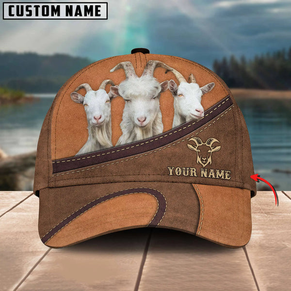 Happiness Goat Personalized Name Brown 3D Classic Cap