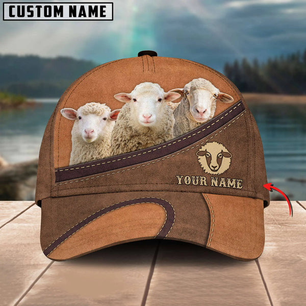 Happiness Sheep Personalized Name Brown 3D Classic Cap