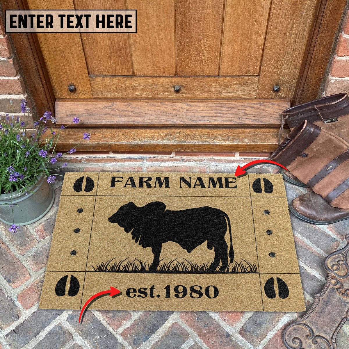 Brahman Hoove Custom Farm Name Custom Year Coir Doormat