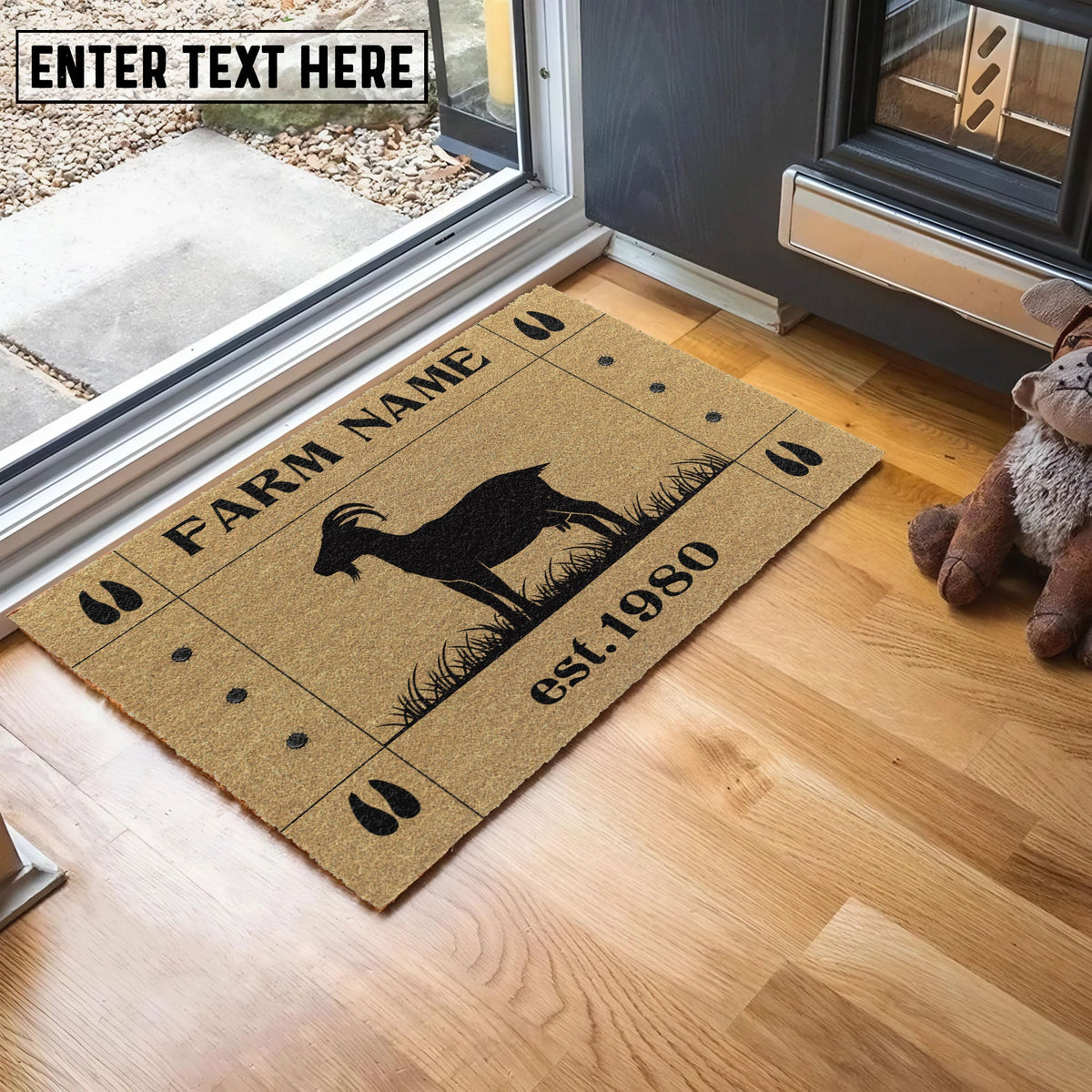 Goat Hoove Custom Farm Name Custom Year Coir Doormat