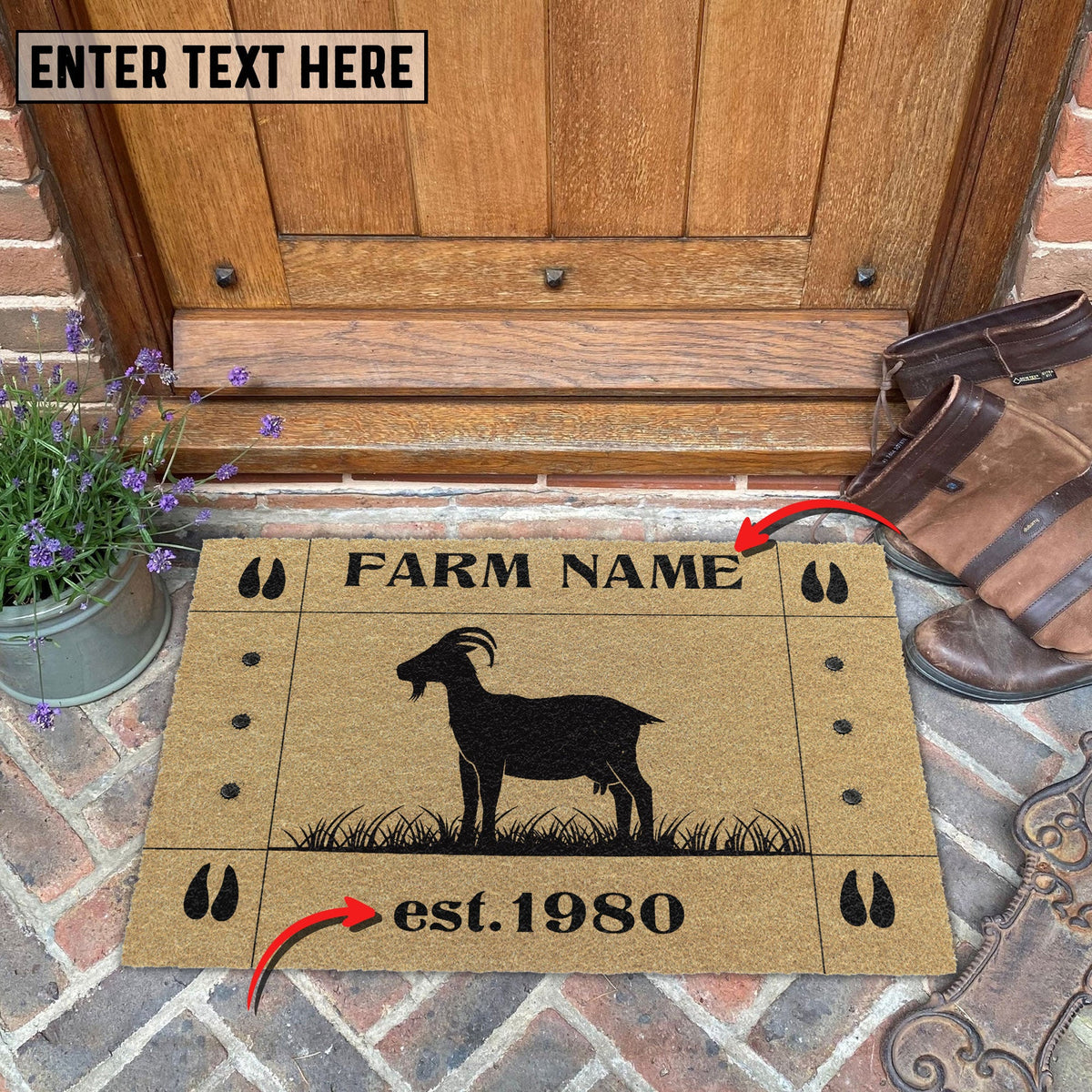Goat Hoove Custom Farm Name Custom Year Coir Doormat