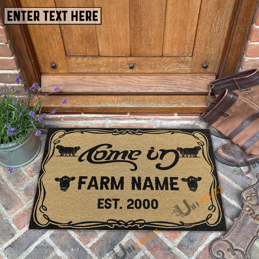 Beefmaster Funny Come In Go Away Custom Farm Name Custom Year Coir Doormat