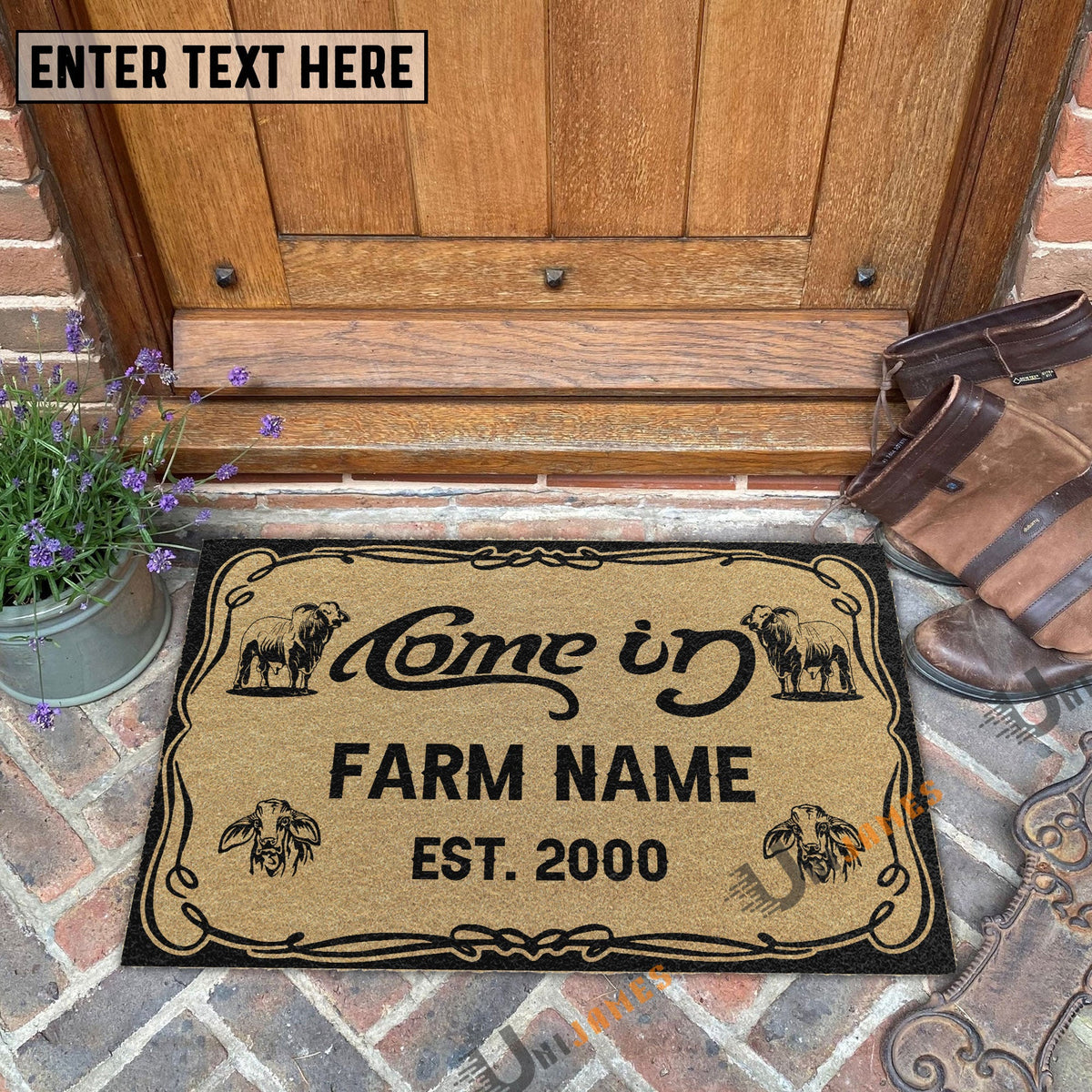 Brahman Funny Come In Go Away Custom Farm Name Custom Year Coir Doormat