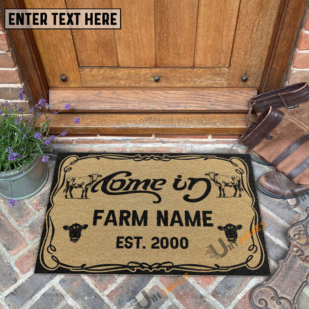 Charolais Funny Come In Go Away Custom Farm Name Custom Year Coir Doormat