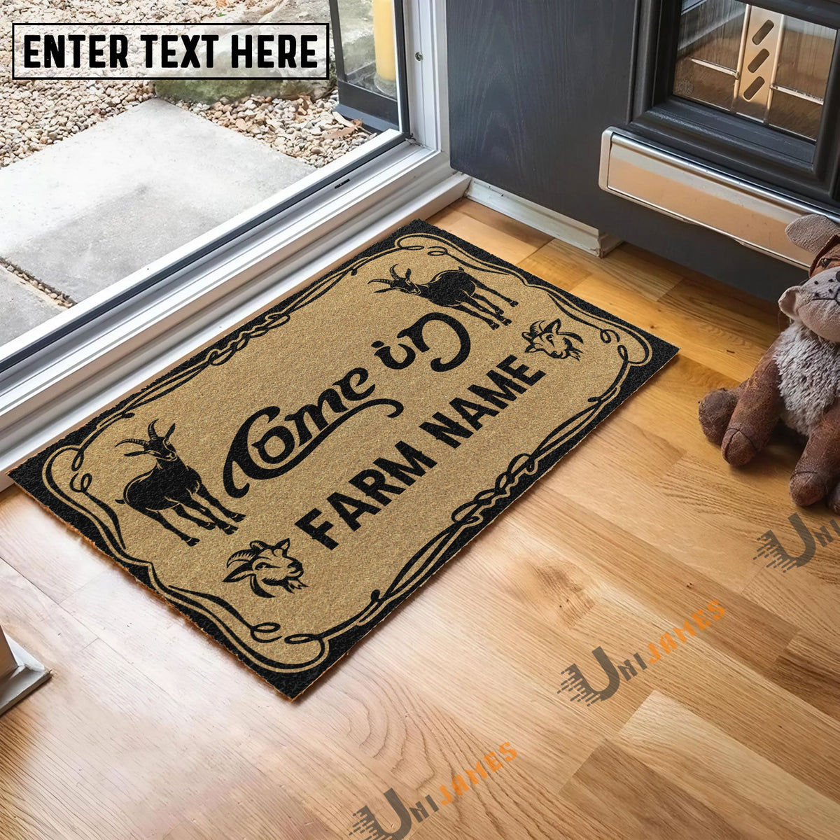 Goat Funny Come In Go Away Custom Farm Name Custom Year Coir Doormat