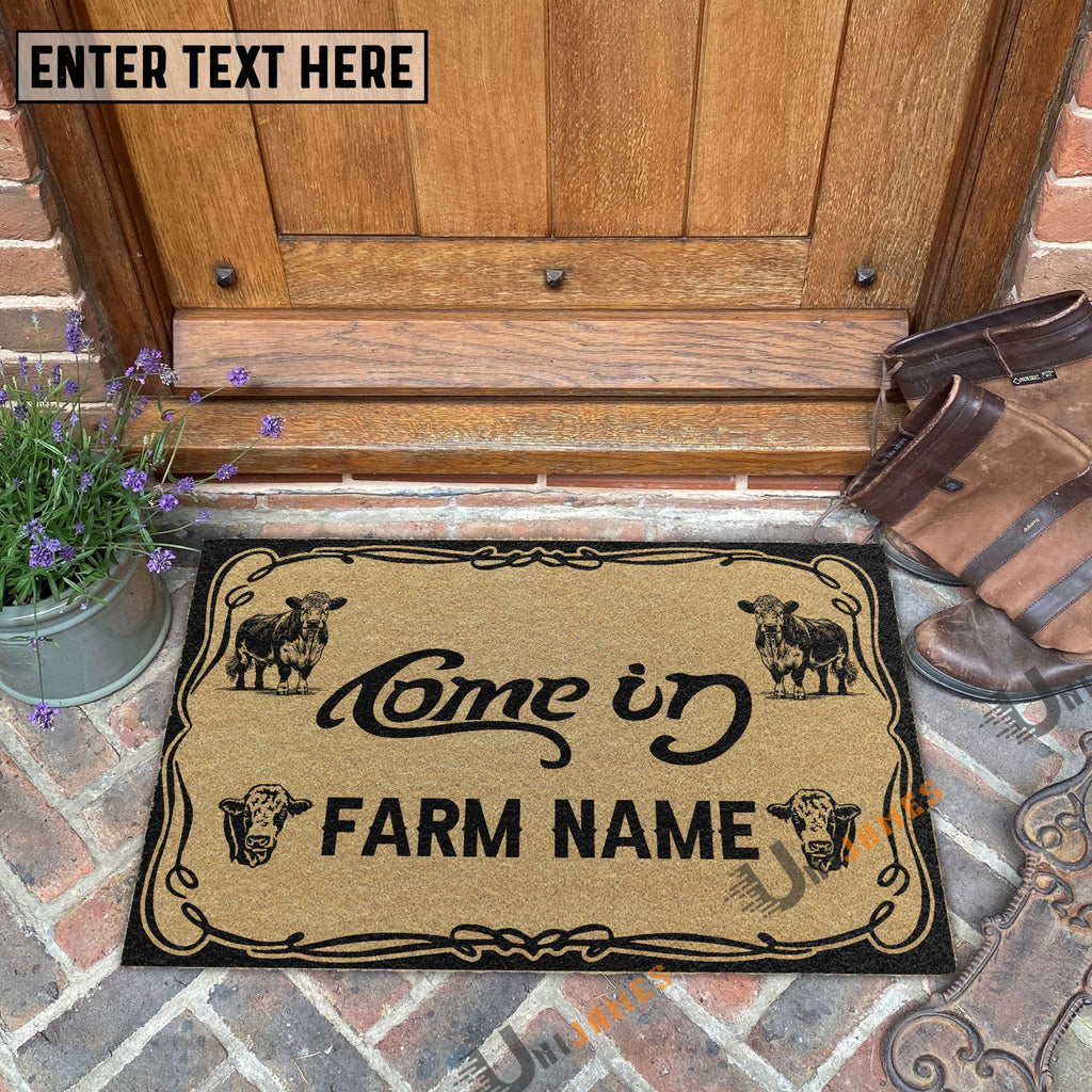 Hereford Funny Come In Go Away Custom Farm Name Custom Year Coir Doormat