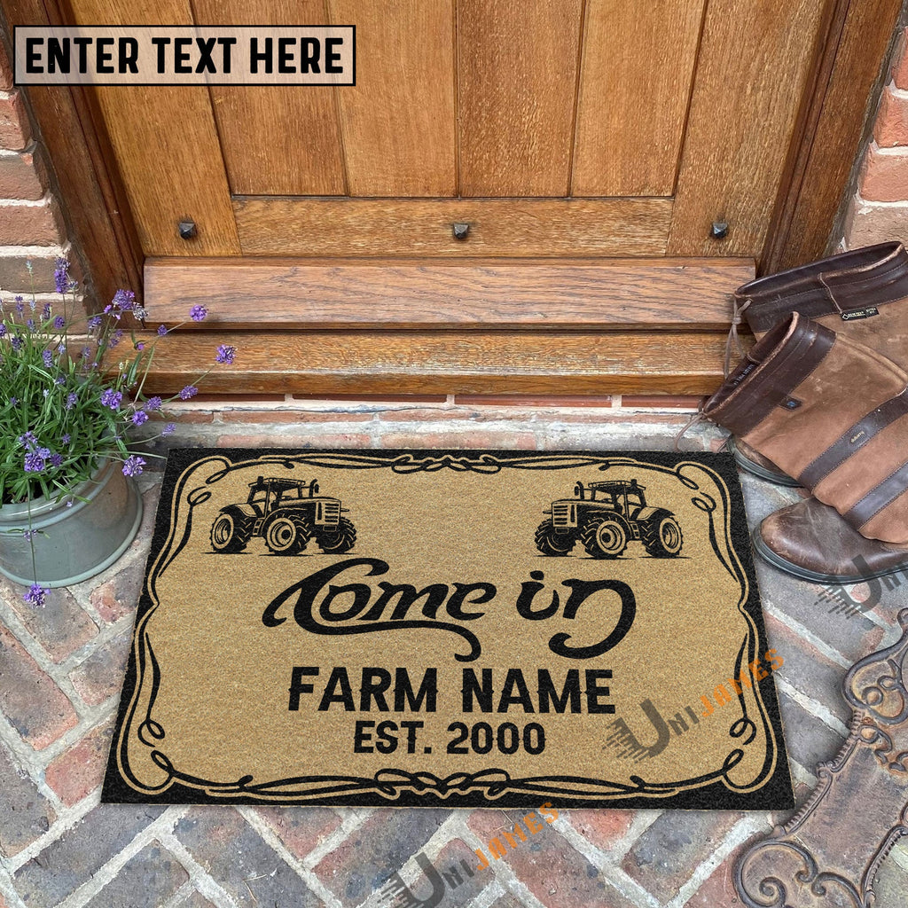 Tractor Funny Come In Go Away Custom Farm Name Custom Year Coir Doormat