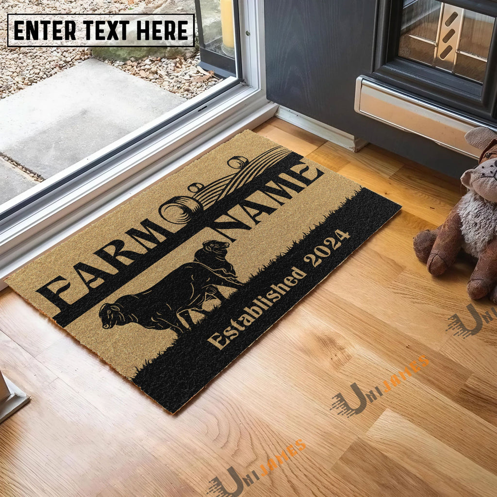 Beefmaster Straw Roll Custom Farm Name Custom Year Coir Doormat