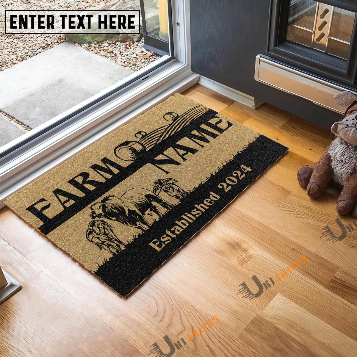 Brahman Straw Roll Custom Farm Name Custom Year Coir Doormat