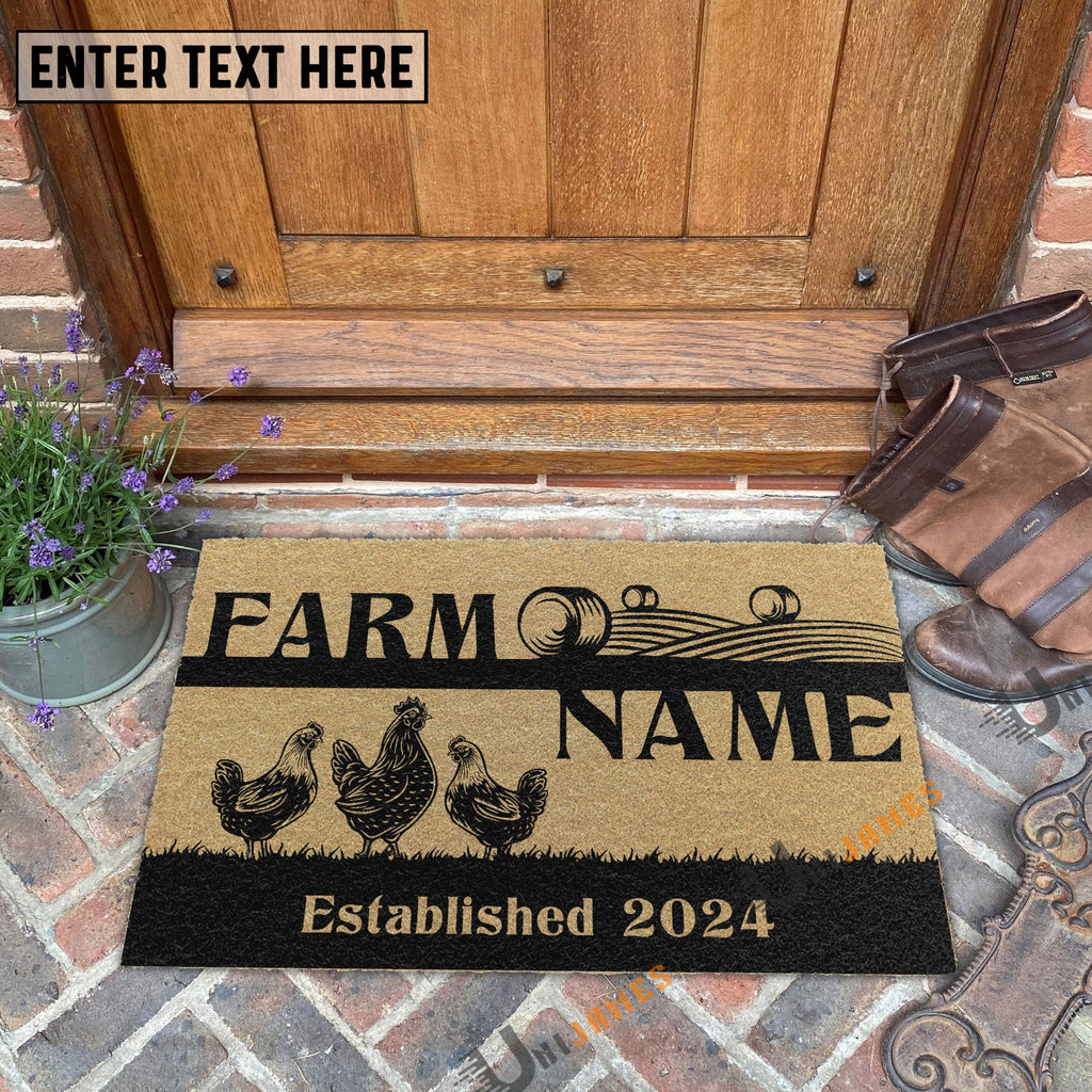 Chicken Straw Roll Custom Farm Name Custom Year Coir Doormat