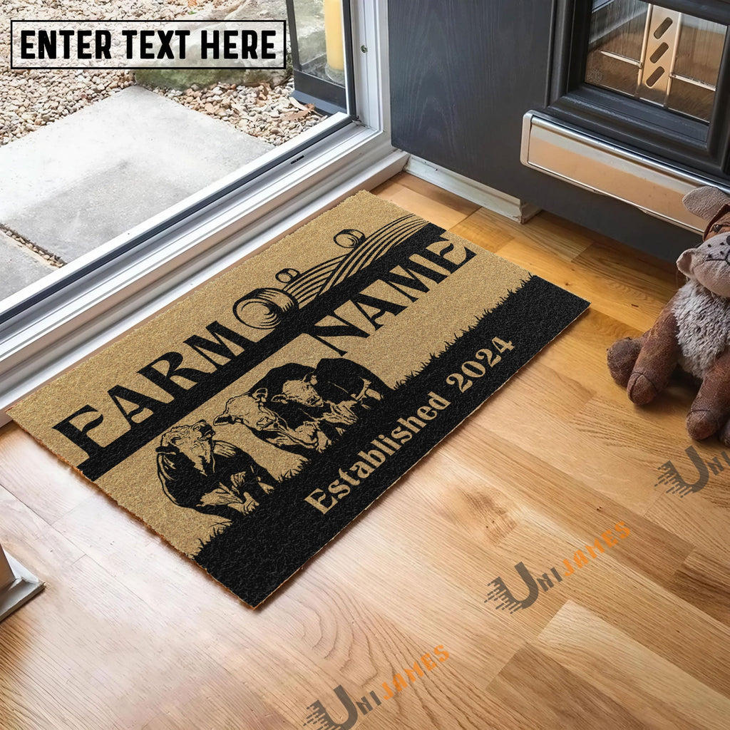 Hereford Straw Roll Custom Farm Name Custom Year Coir Doormat