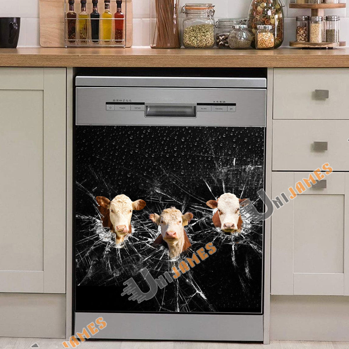Hereford Broken Glasses Dishwasher Door Cover