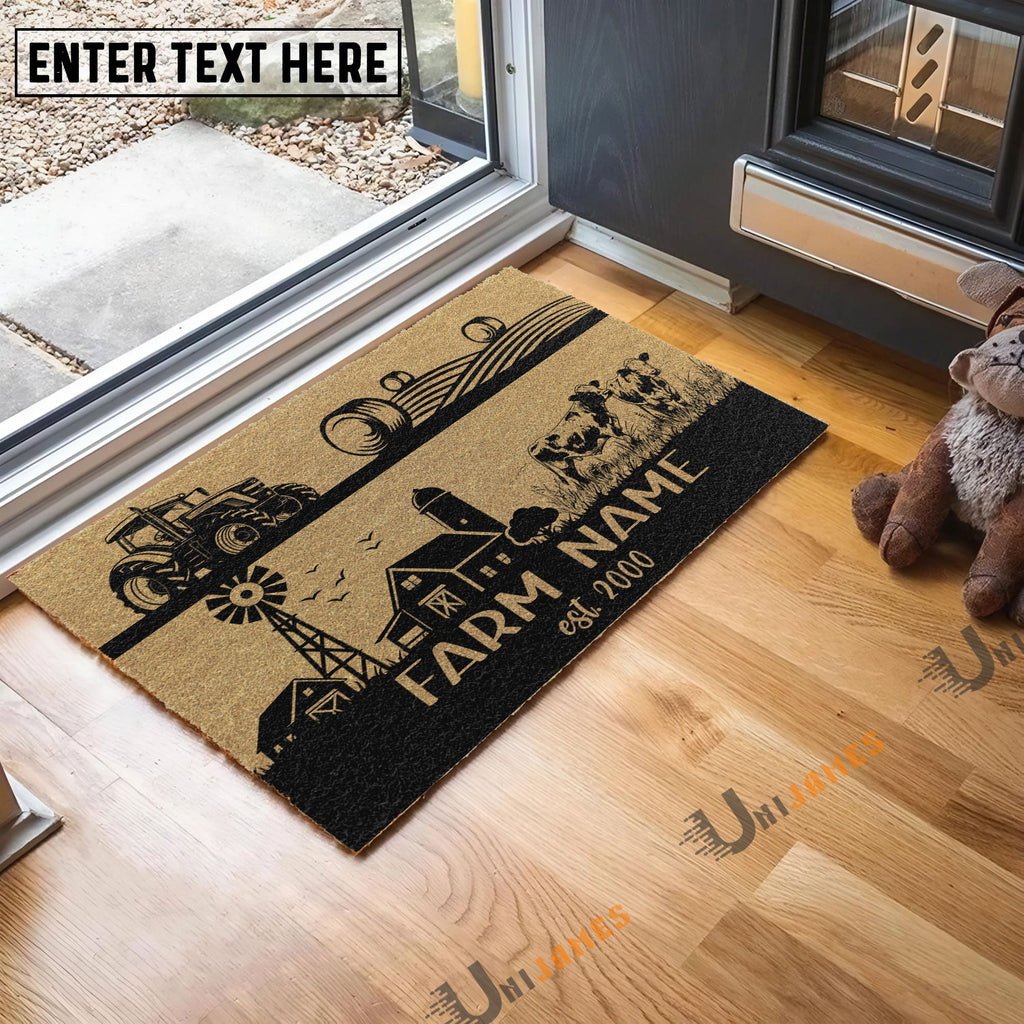 Charolais Happy Ranch Custom Farm Name Custom Year Coir Doormat