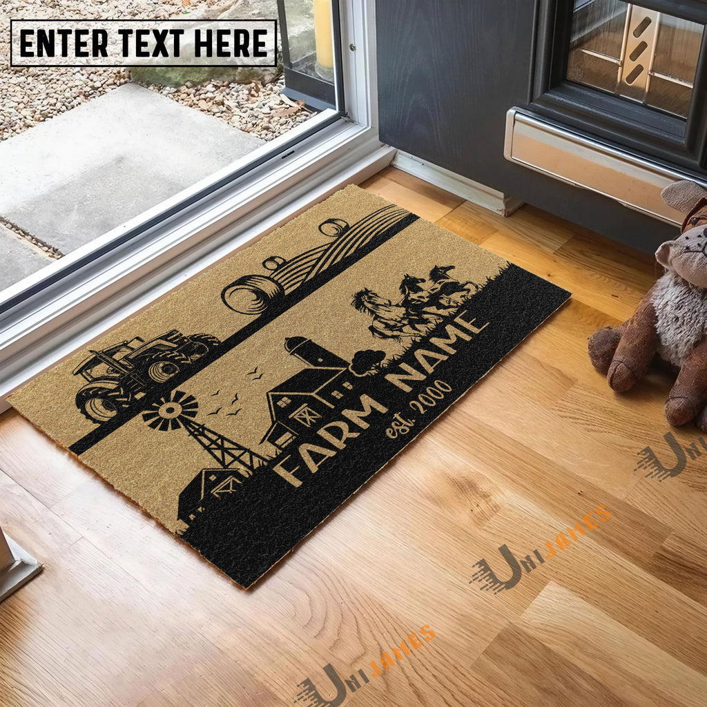 Horse Happy Ranch Custom Farm Name Custom Year Coir Doormat