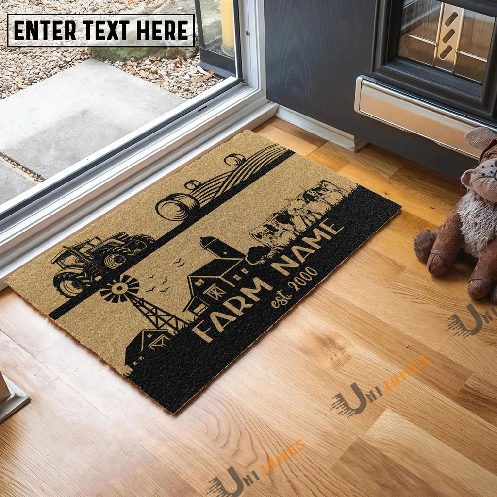 Texas Longhorn Happy Ranch Custom Farm Name Custom Year Coir Doormat