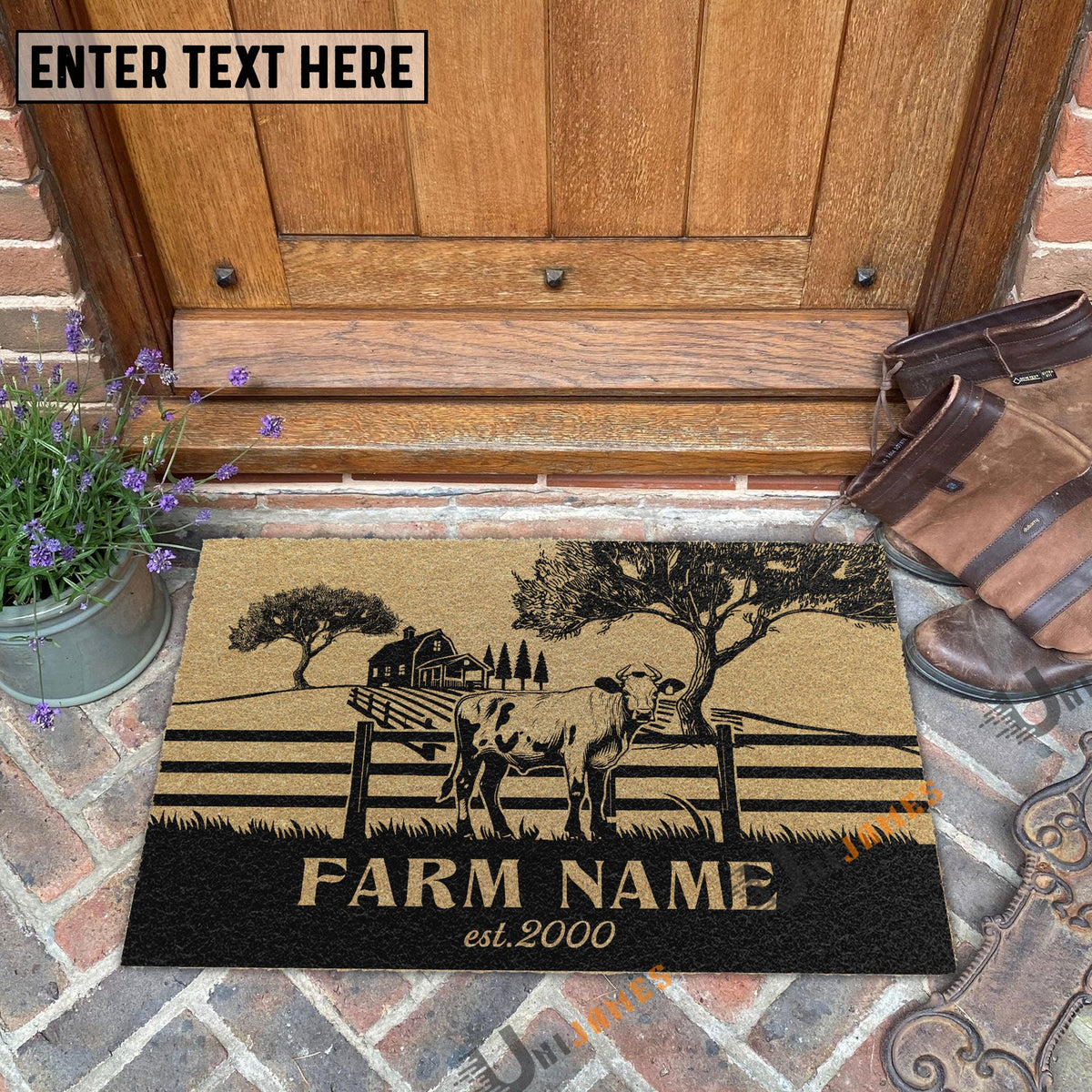 Charolais Little Ranch Custom Farm Name Custom Year Coir Doormat