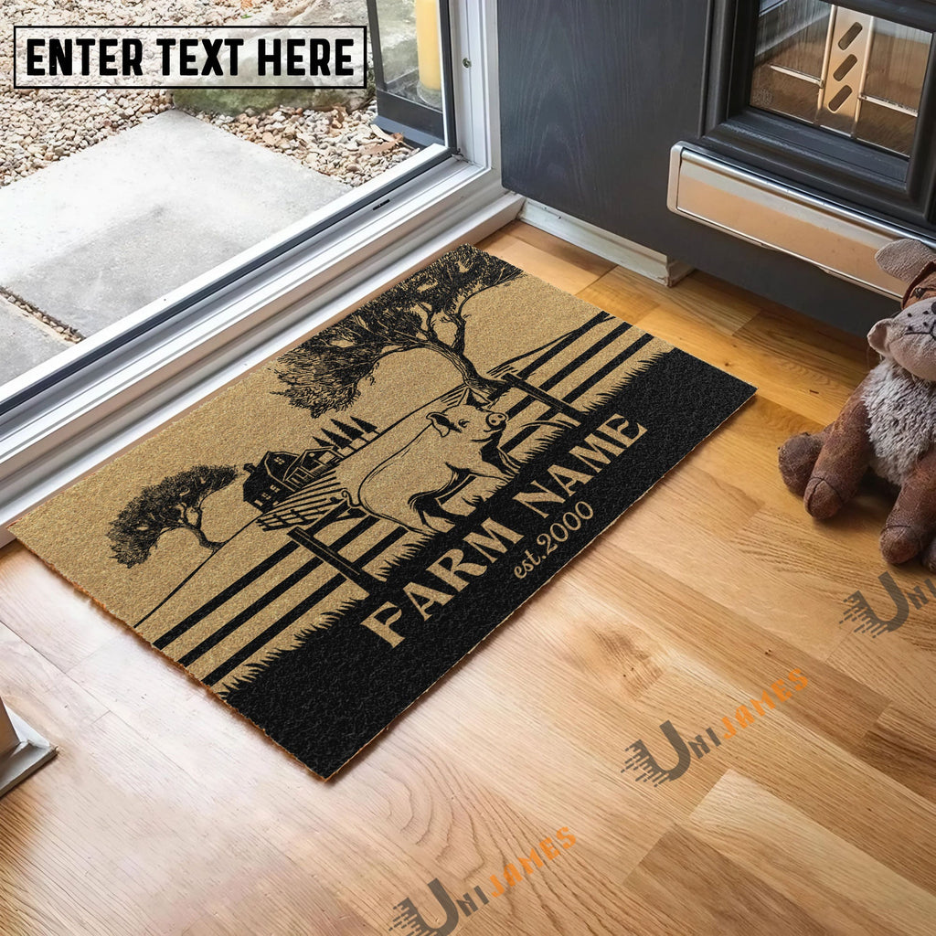 Pig Little Ranch Custom Farm Name Custom Year Coir Doormat