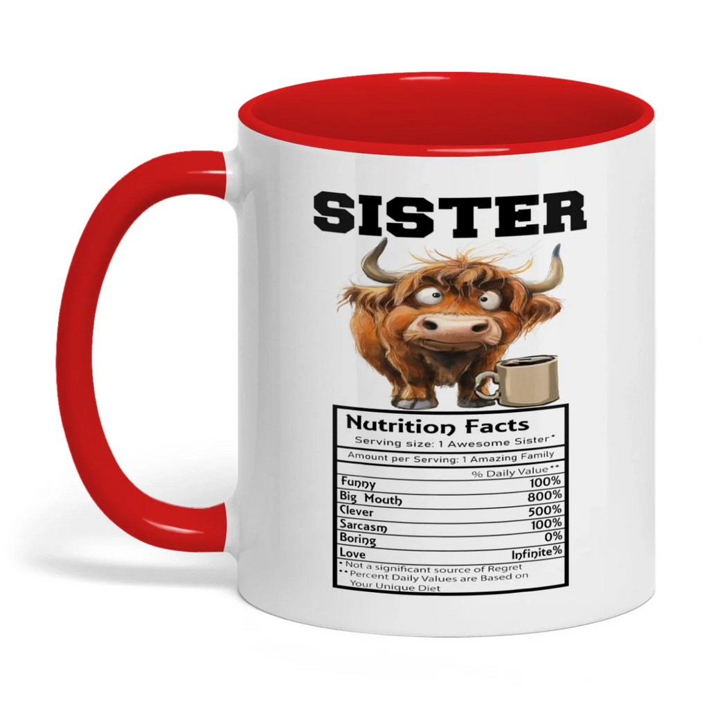 Sister Nutrition Facts Serving Size I Awesome Cow Two Tone Mug
