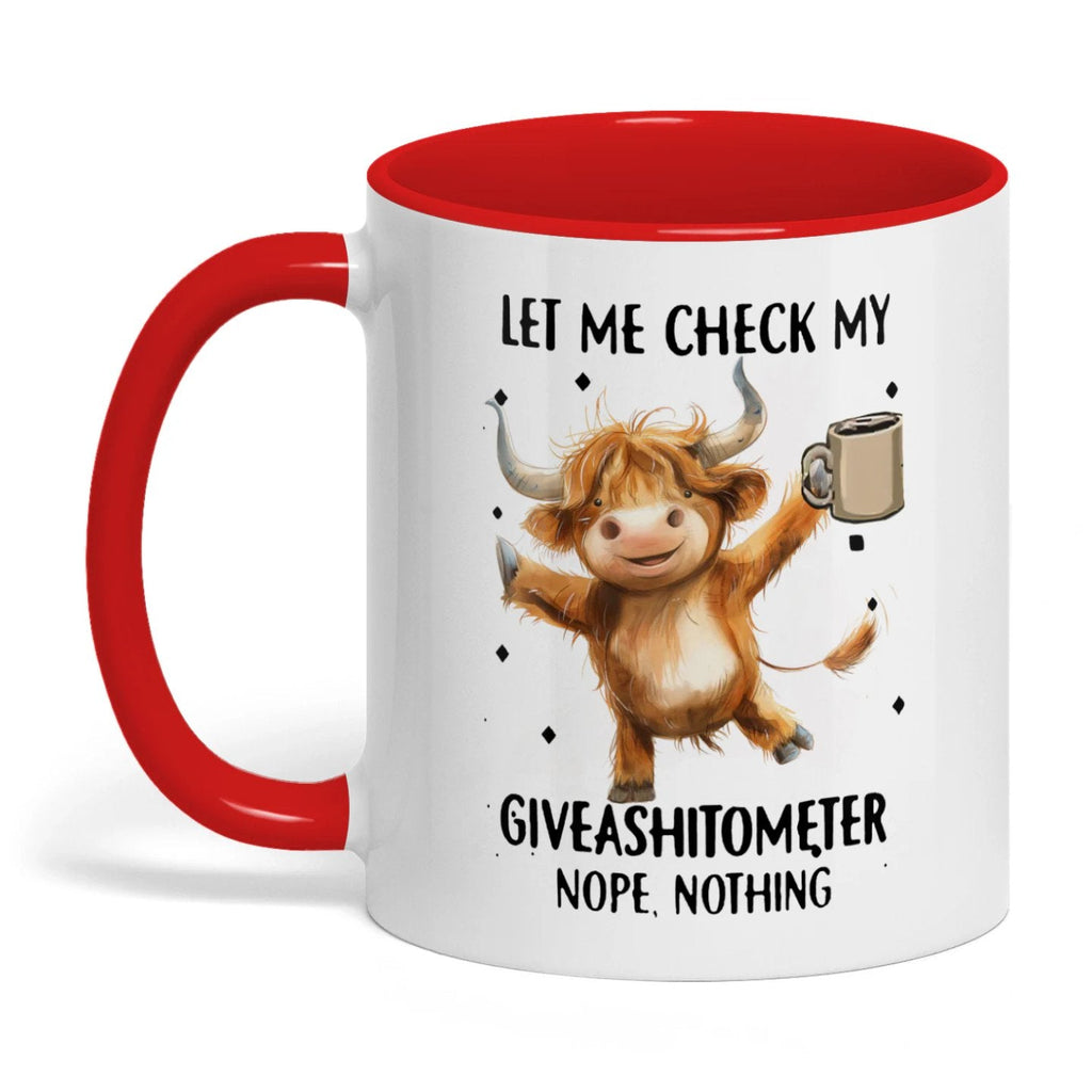Let Me Check My Giveashitomter Nope Nothing Cow Two Tone Mug