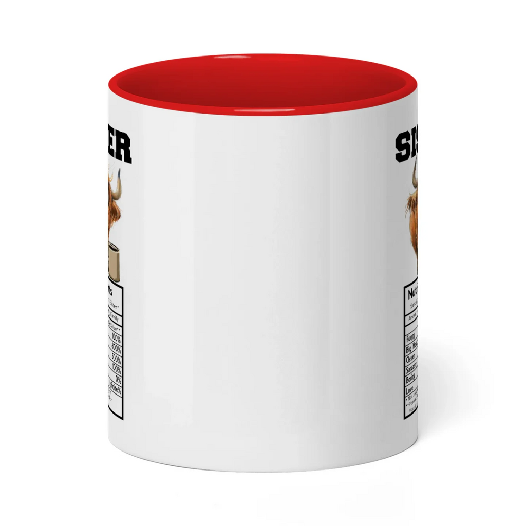 Sister Nutrition Facts Serving Size I Awesome Cow Two Tone Mug