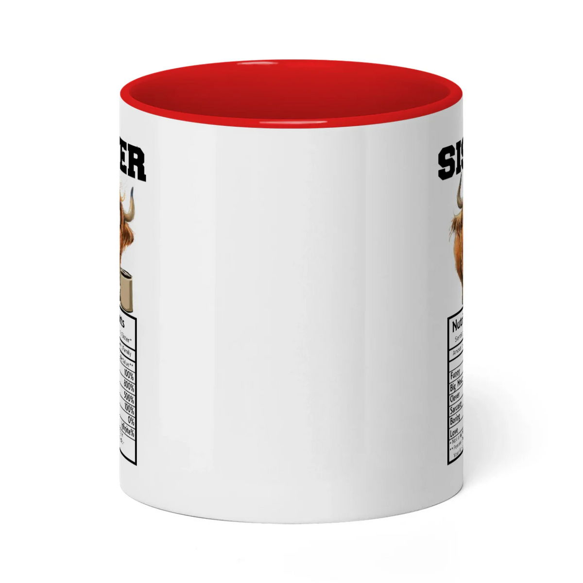 Sister Nutrition Facts Serving Size I Awesome Cow Two Tone Mug