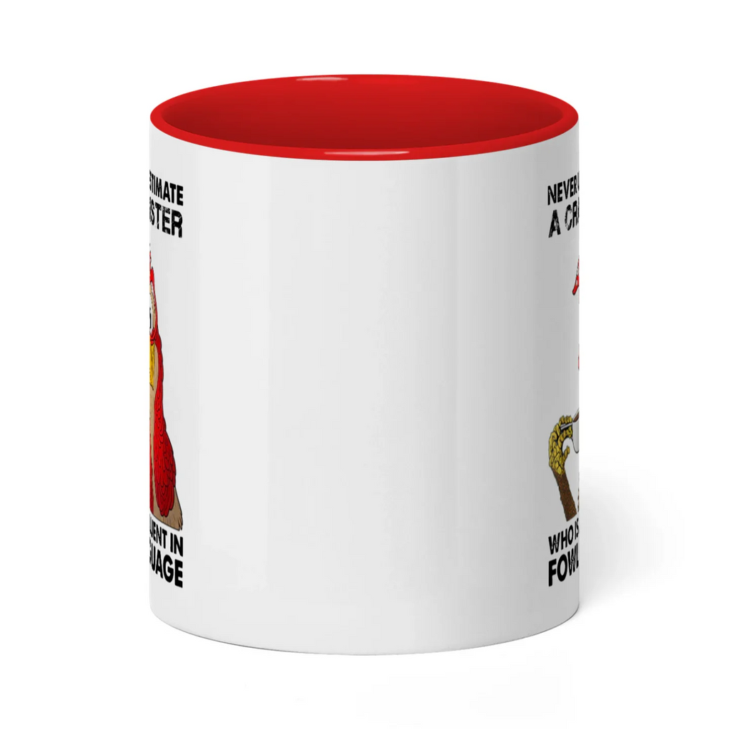 Never Underestimate A Crazy Sister Chicken Two Tone Mug