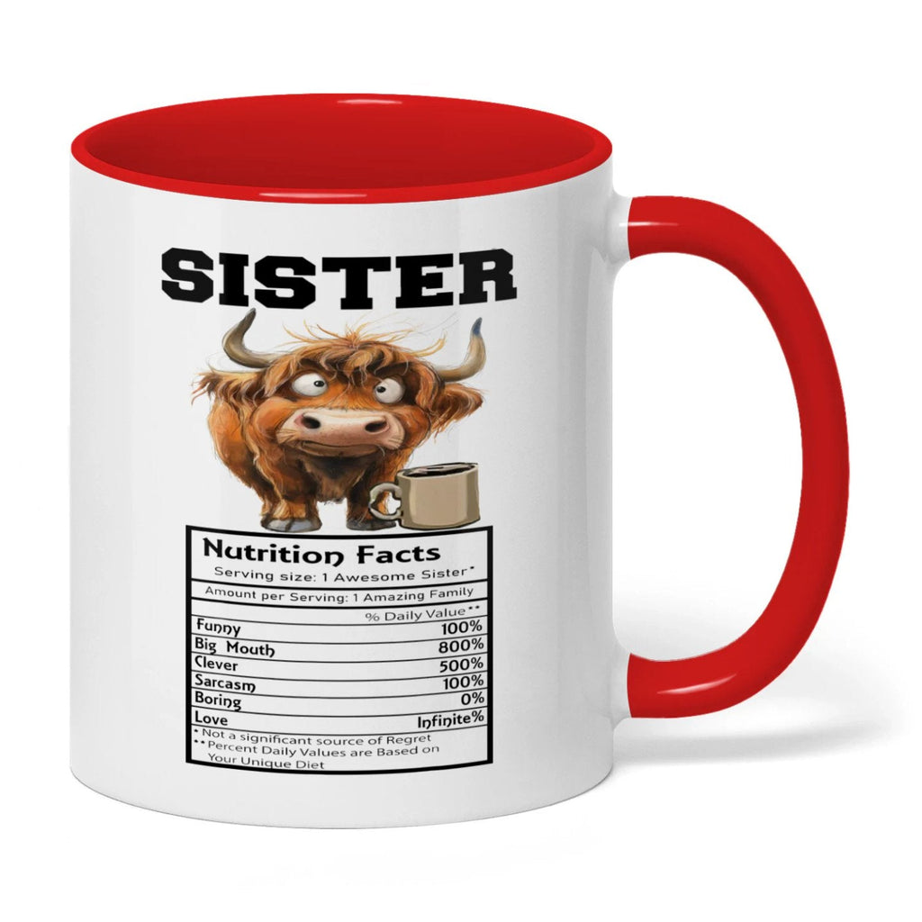 Sister Nutrition Facts Serving Size I Awesome Cow Two Tone Mug