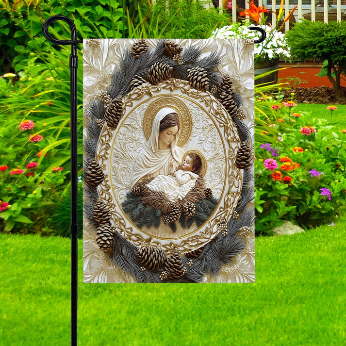 Garden Flag 12" x 18" - Mother’s Embrace Mary & Jesus