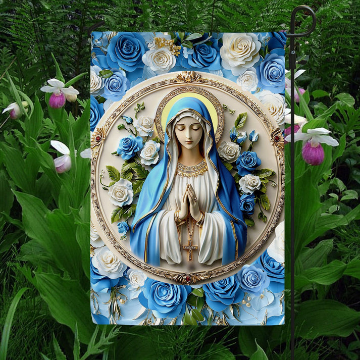 Garden Flag 12" x 18" - Peaceful Virgin Mary Roses