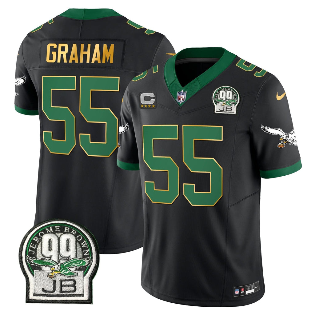PHI Jerome Brown Patch Kelly Green Gold Trim Jersey