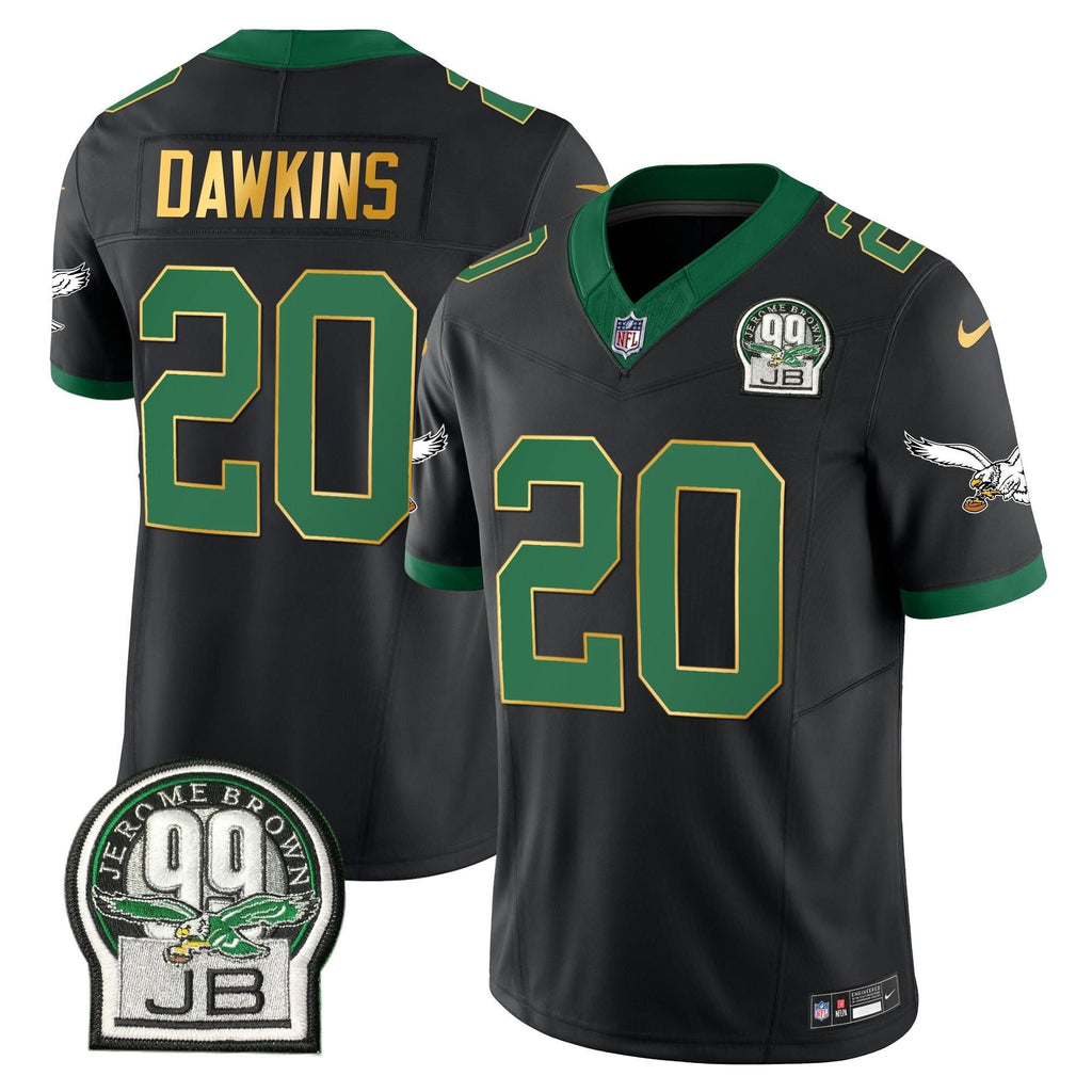 PHI Jerome Brown Patch Kelly Green Gold Trim Jersey