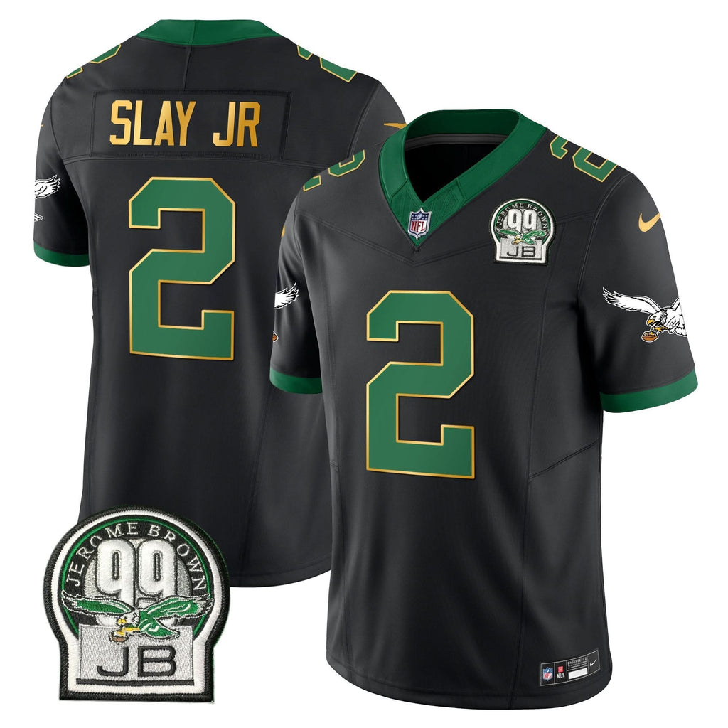 PHI Jerome Brown Patch Kelly Green Gold Trim Jersey