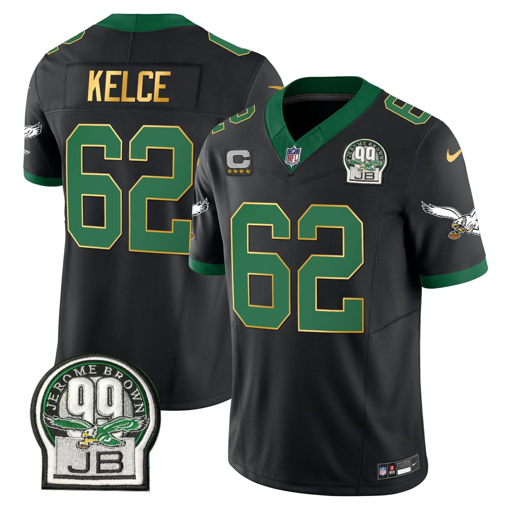 PHI Jerome Brown Patch Kelly Green Gold Trim Jersey