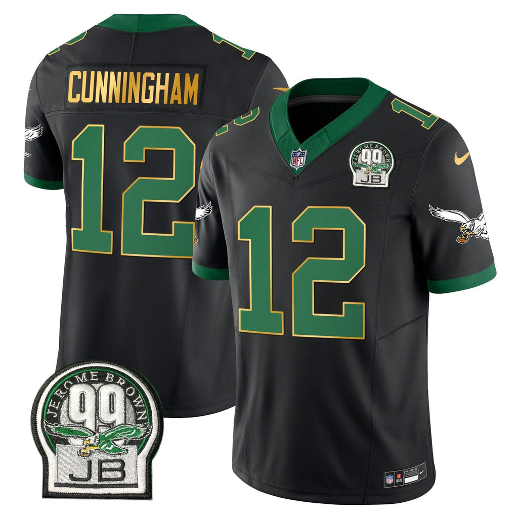 PHI Jerome Brown Patch Kelly Green Gold Trim Jersey