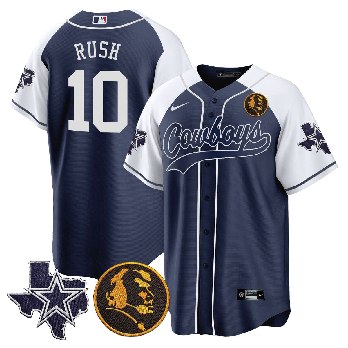DAL Texas & John Madden Patch Baseball Jersey