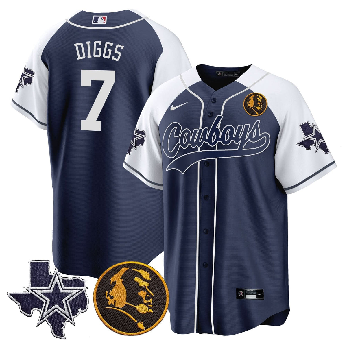 DAL Texas & John Madden Patch Baseball Jersey