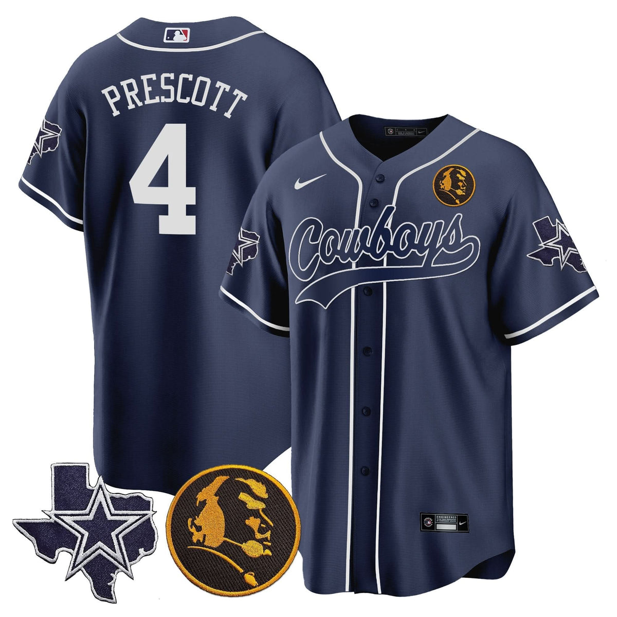 DAL Texas & John Madden Patch Baseball Jersey