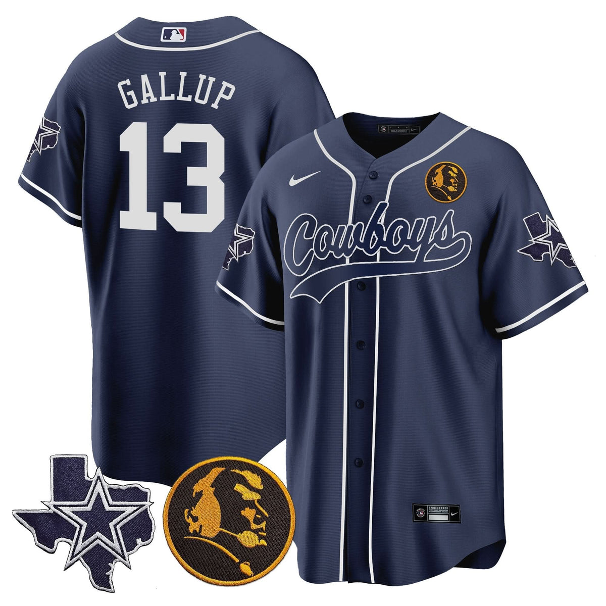 DAL Texas & John Madden Patch Baseball Jersey